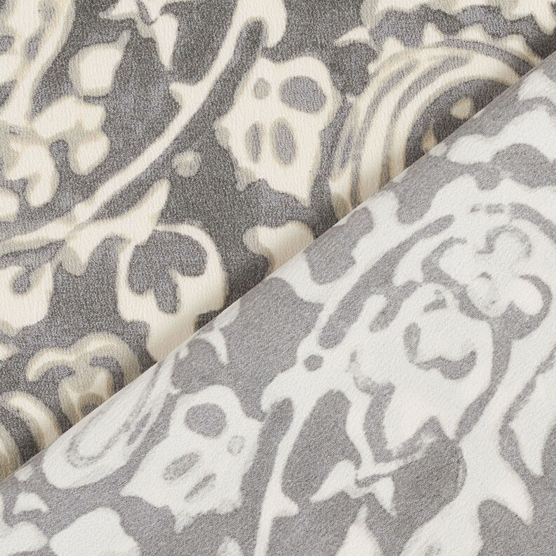 Tissu crêpe Paisley et fleurs – gris/blanc, image number 5