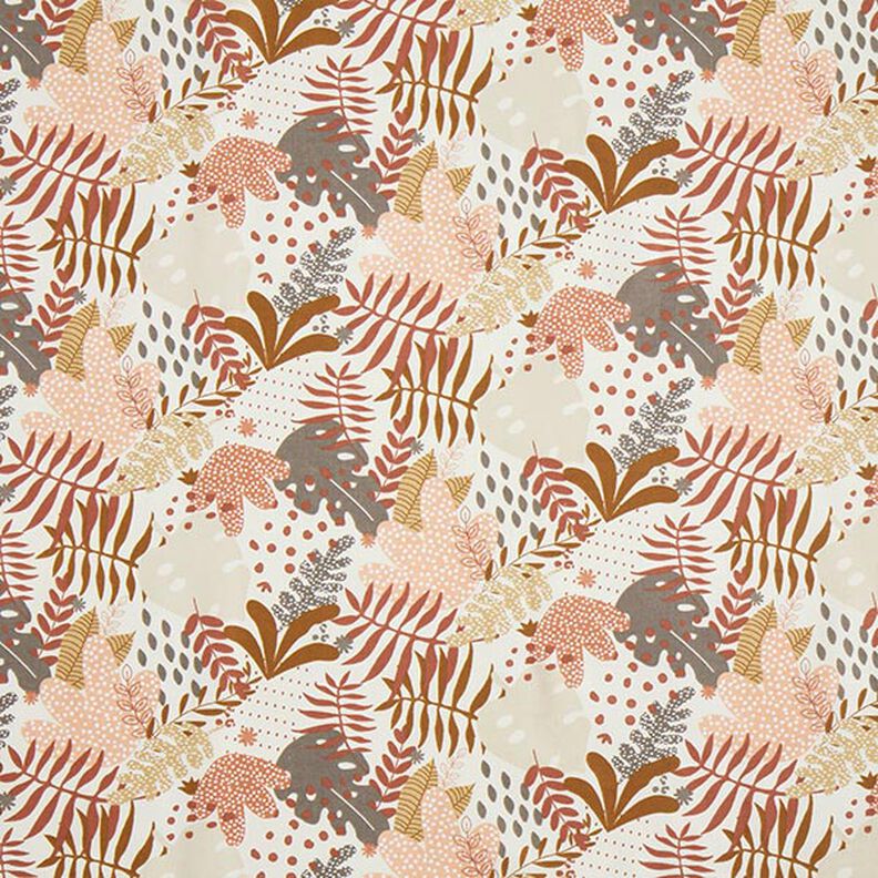 Tissu en coton Cretonne plantes de la jungle abstraites – terre cuite/abricot,  image number 1