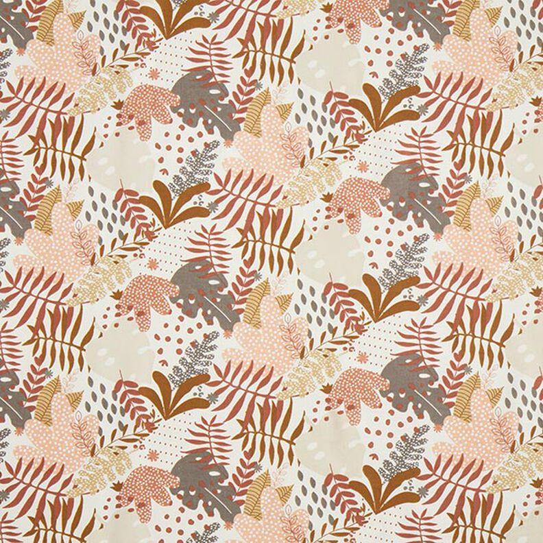 Tissu en coton Cretonne plantes de la jungle abstraites – terre cuite/abricot,  image number 1