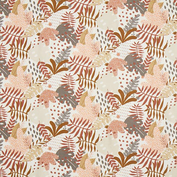 Tissu en coton Cretonne plantes de la jungle abstraites – terre cuite/abricot,  image number 1