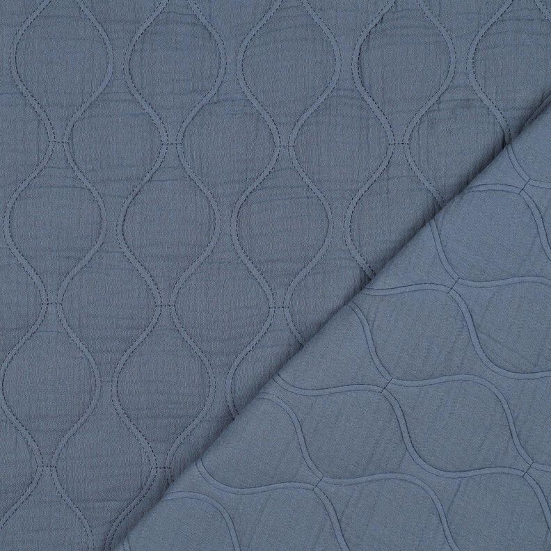 Tissu matelassé Tissu gaze de coton Vagues – gris bleu, image number 4
