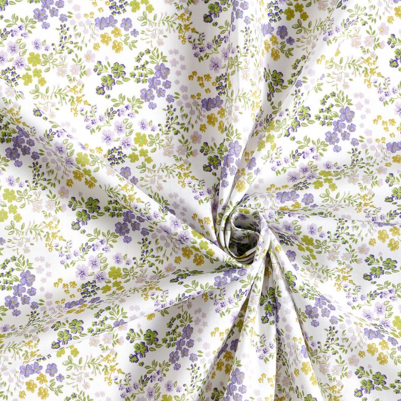 Voile de coton Mille-fleurs – blanc/mauve,  image number 3