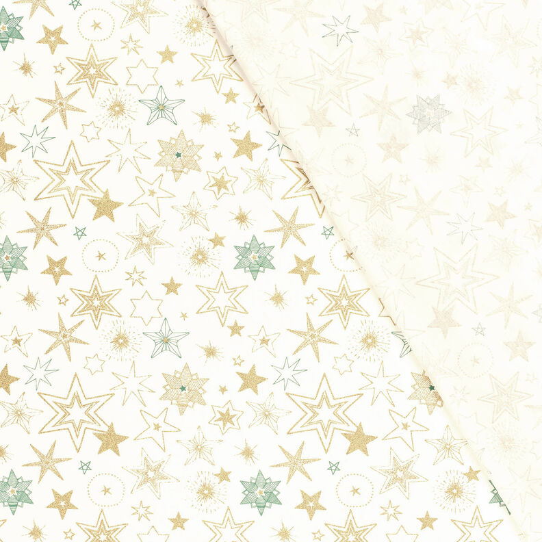 Tissu en coton Popeline Grandes étoiles – écru/or,  image number 4