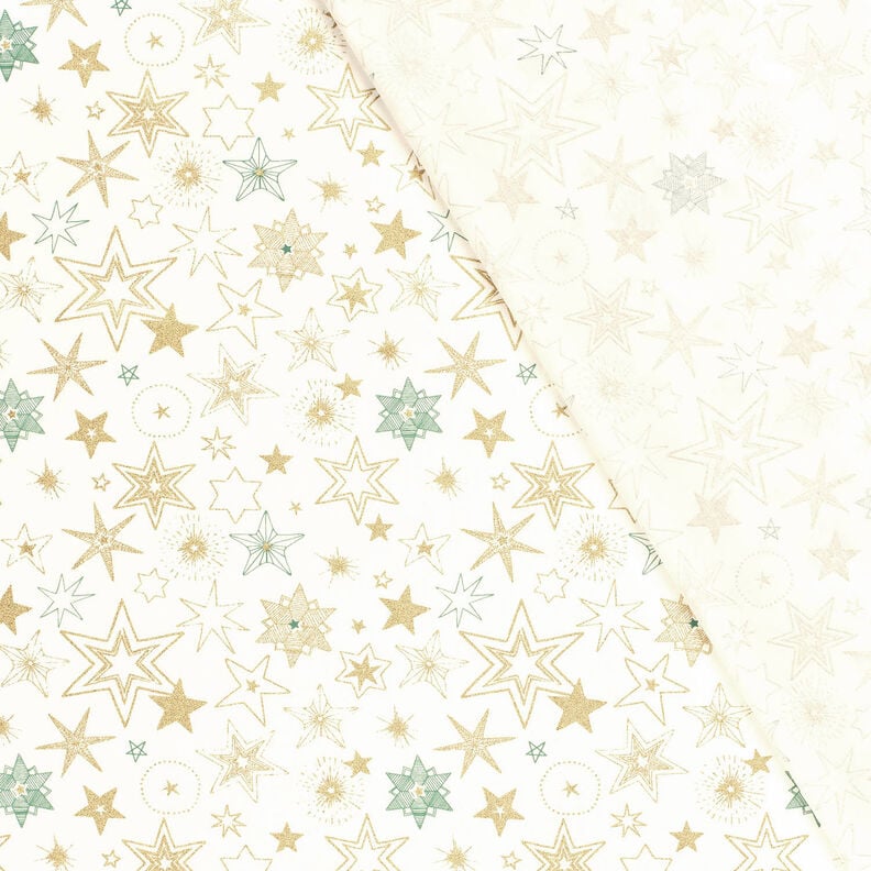 Tissu en coton Popeline Grandes étoiles – écru/or, image number 4