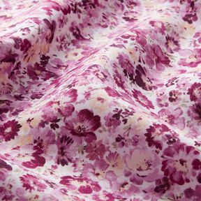 Tissu viscose Prairie fleurie – raisin/blanc, 