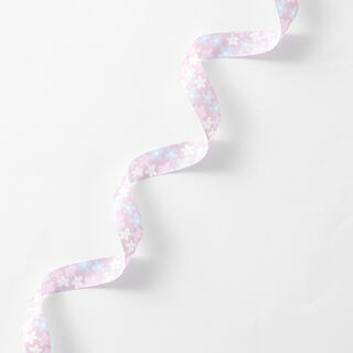 Bande de satin Fleurs – rose/bleu clair, 