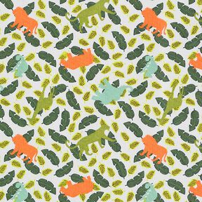 Tissu en coton Cretonne Silhouettes animaux de la jungle – vert, 