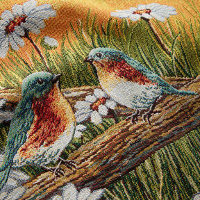 panneau décoratif Gobelin Couple d'oiseaux – carmin/beige clair, 