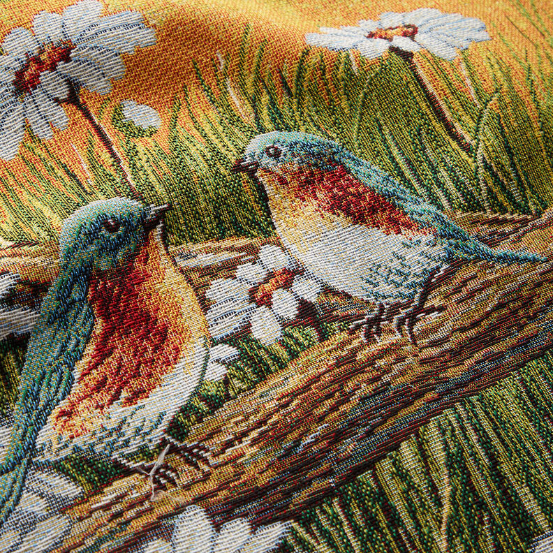 panneau décoratif Gobelin Couple d'oiseaux – carmin/beige clair,  image number 2