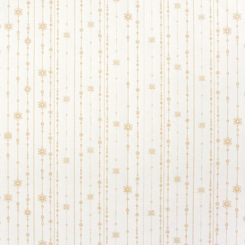 Tissu de décoration Jacquard Lurex Guirlande de flocons de neige – beige clair/or, image number 1