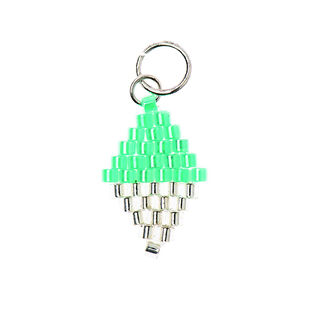 Pendentif Brick Stitch Losange [10 mm  x 15 mm] | Rico Design – vert/argent, 