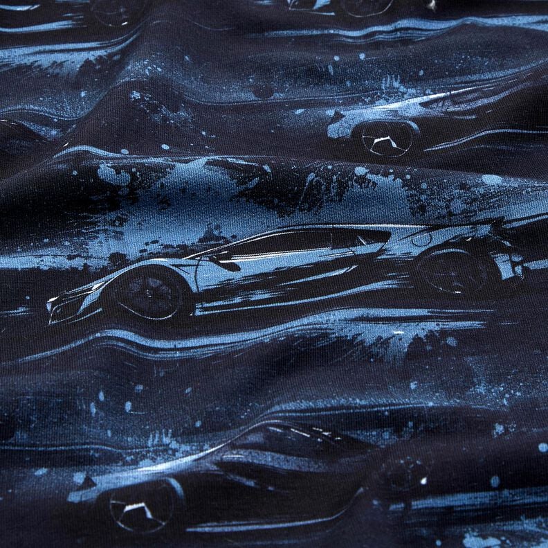 Jersey coton voiture de course Impression numérique – bleu noir,  image number 2