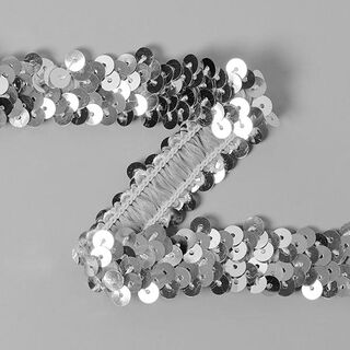 Galon pailleté élastique (20 mm) 13 – argent métallique, 