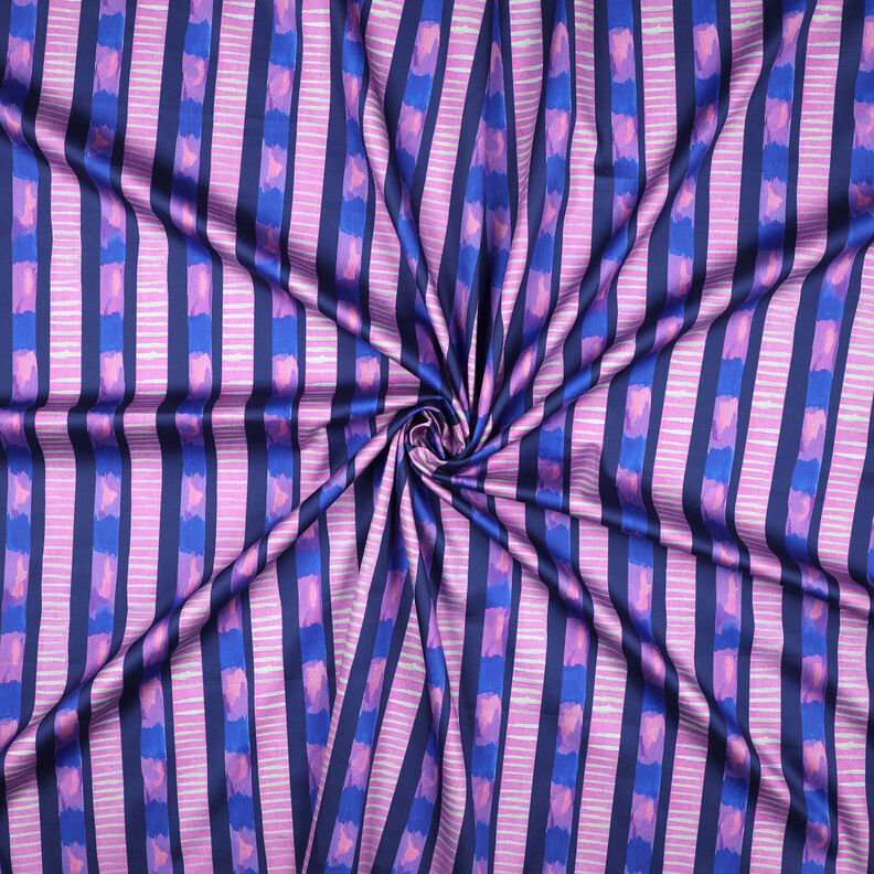 Satin de coton Rayures | Nerida Hansen – bleu marine/rose vif,  image number 3