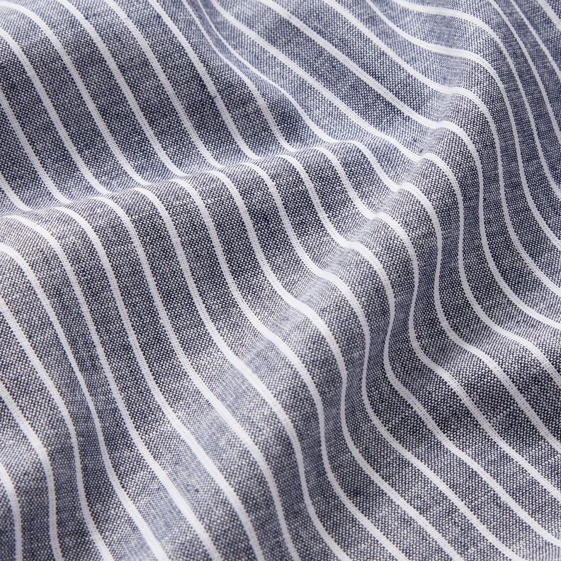 Mélange lin coton Larges rayures – bleu nuit/blanc,  image number 2