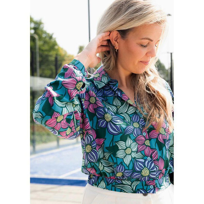 LENZING™ EcoVero™ Tissu viscose Fleurs | Poppy Fabrics – merlot/abricot,  image number 5