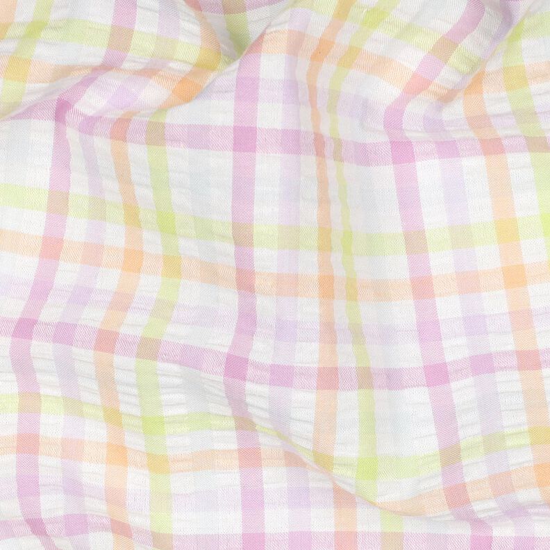 Seersucker Coton mélangé Carreaux colorés – blanc/violet pastel,  image number 2