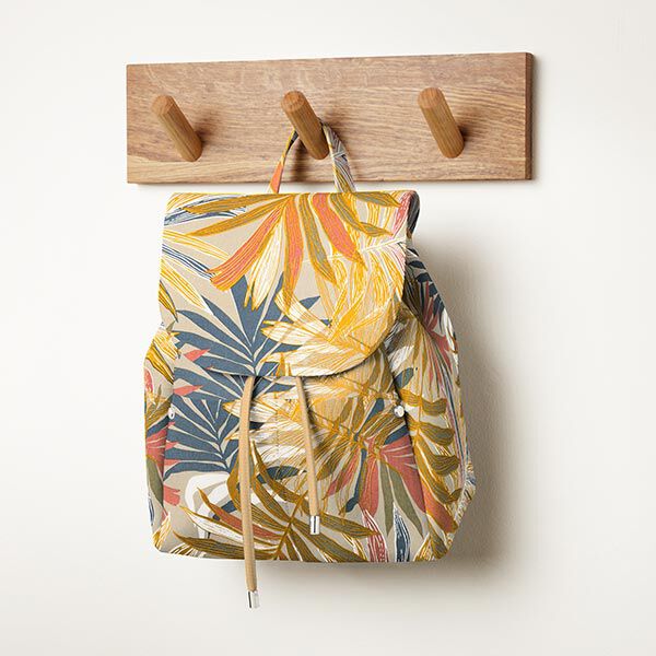 Tissu de décoration Canvas Feuilles de jungle 280cm – sable/chili,  image number 7