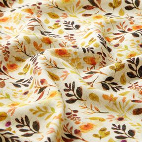 Mélange viscose lin Feuilles d’automne – beige clair/orange, 