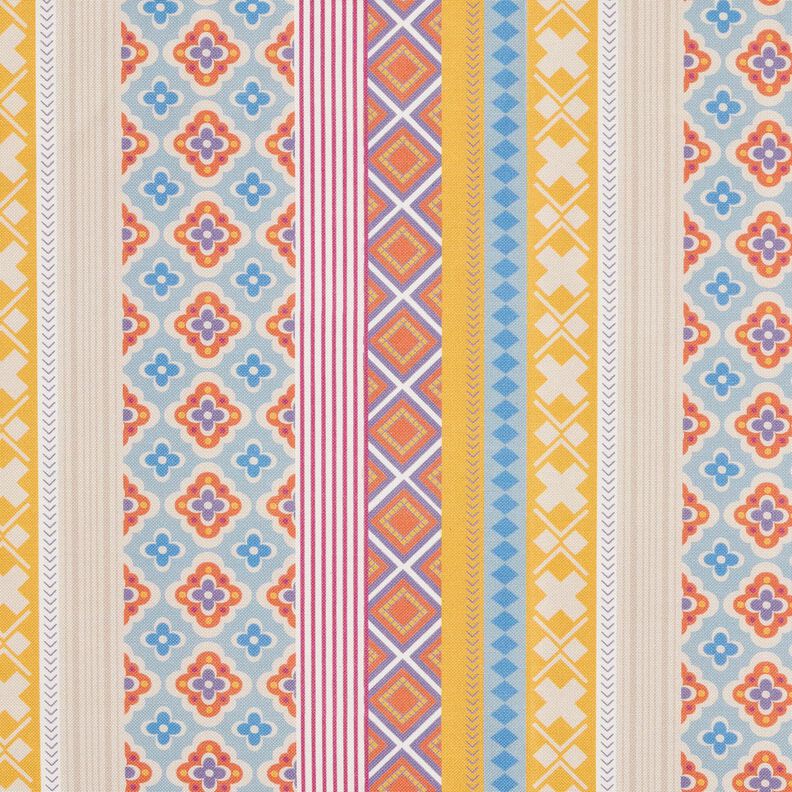 Tissu pour nappe Collage avec rayures – écru/moutarde, image number 1