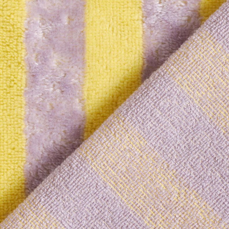 Tissu éponge Bambou Larges rayures – jaune/mauve, image number 5