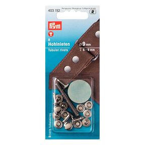 Rivets creux Klemmber [8 Pièces | Ø 9 mm] - argent métalliqueé| Prym, 