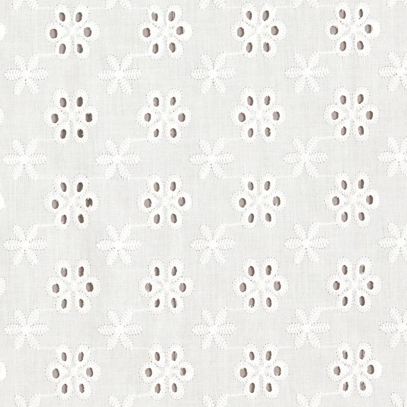 Tissu de coton à broderie anglaise Fleurs – blanc,  image number 1