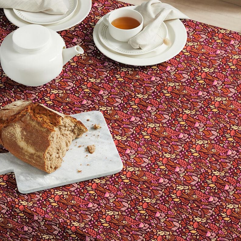 Tissu en coton Cretonne Fleurs sauvages – merlot/pourpre,  image number 5