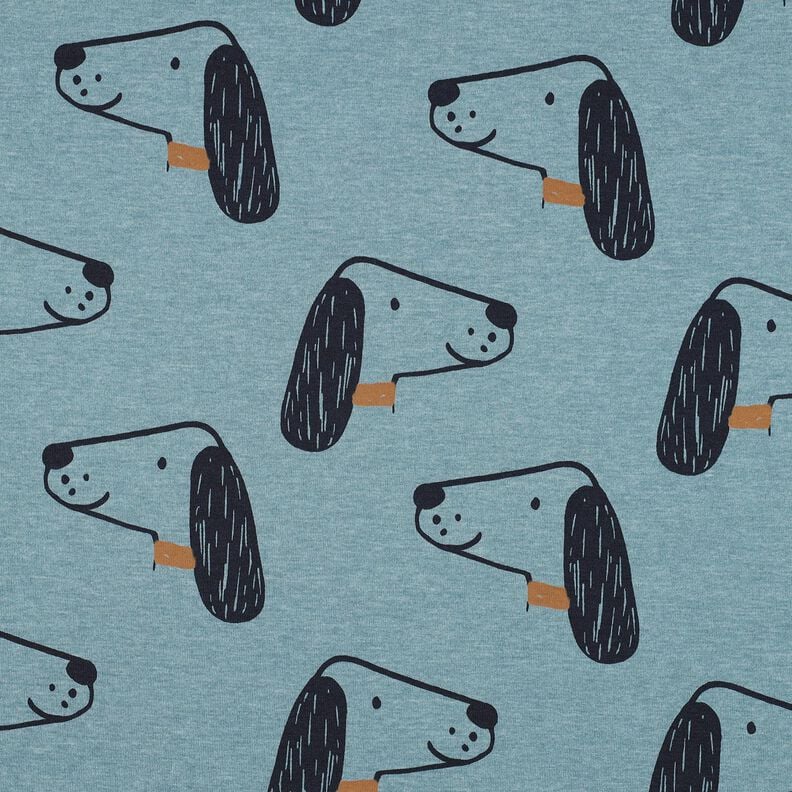Jersey coton Chiens | Poppy Fabrics – bleu pigeon/noir,  image number 1