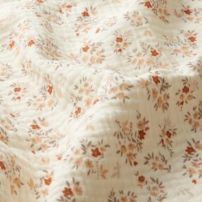 Tissu double gaze de coton Petites fleurs – écru, 