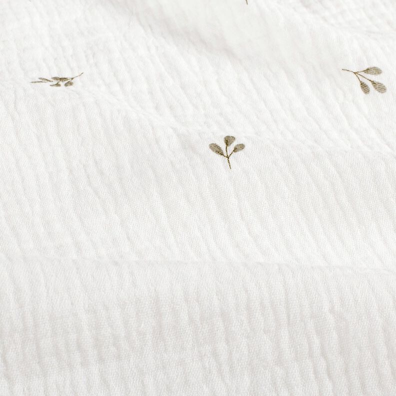 Tissu double gaze de coton Petite branche – écru/roseau,  image number 2