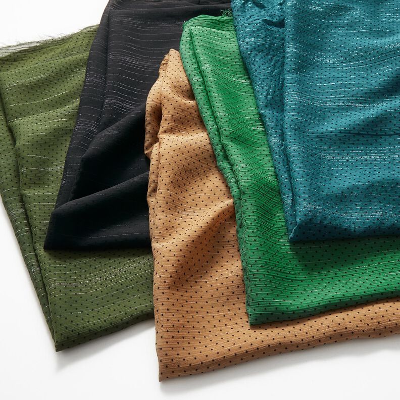 Mousseline Rayures et pois paillet&eacute;s &ndash; vert,  image number 5