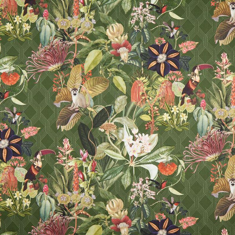 Tissu de décoration Semi-panama Exotique – vert foncé,  image number 1