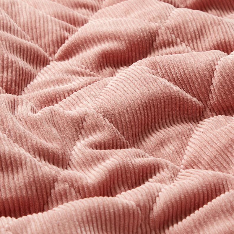 Tissu matelassé Velours côtelé à losanges avec envers fourrure – vieux rose,  image number 3