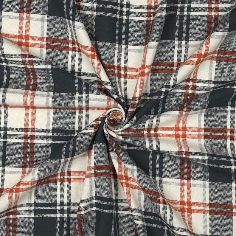 Flanelle coton Carreaux avec motif à chevrons – bleu noir/crème, image number 3