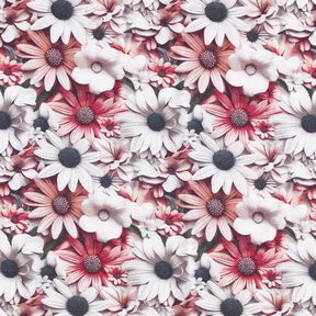 Tissu viscose Mer de marguerites – blanc/pourpre, 