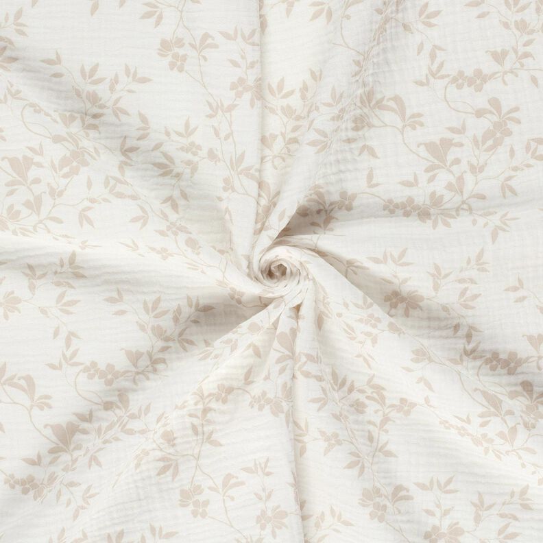 Tissu double gaze de coton Vrilles de feuilles – écru/nature,  image number 3