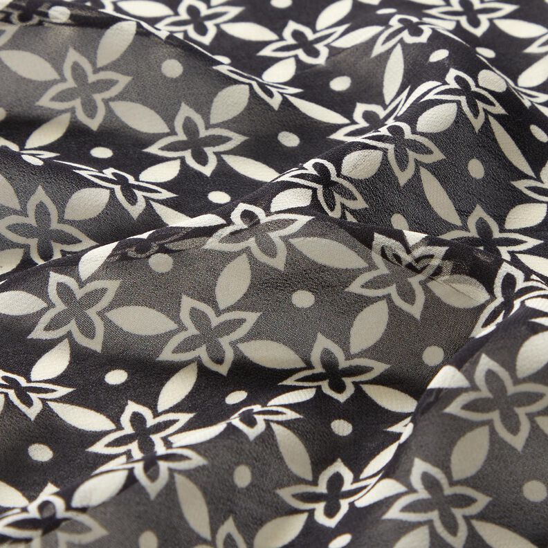 Chiffon ornements floraux – noir/blanc,  image number 2