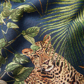 Tissu de décoration Gobelin Léopards dans la jungle – bleu/vert, 