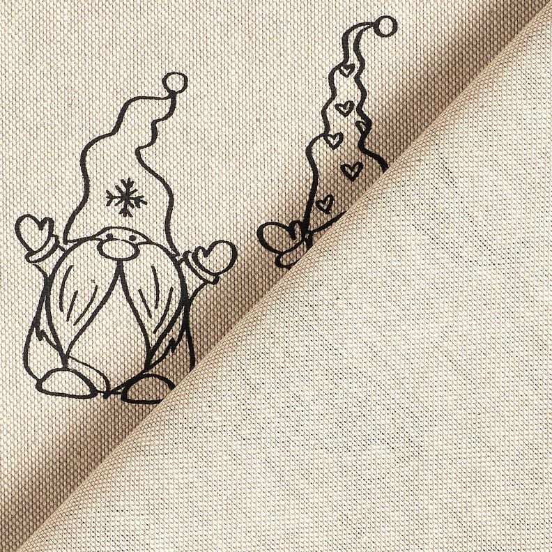 Tissu de décoration Semi-panama gnomes festifs – nature/noir,  image number 4