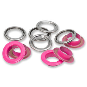 Œillets avec rondelles [15 unités | Ø 14 mm] | Prym – rose vif/argent métallisé, 
