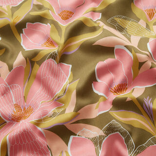 Satin de coton Magnolias | Nerida Hansen – olive, 