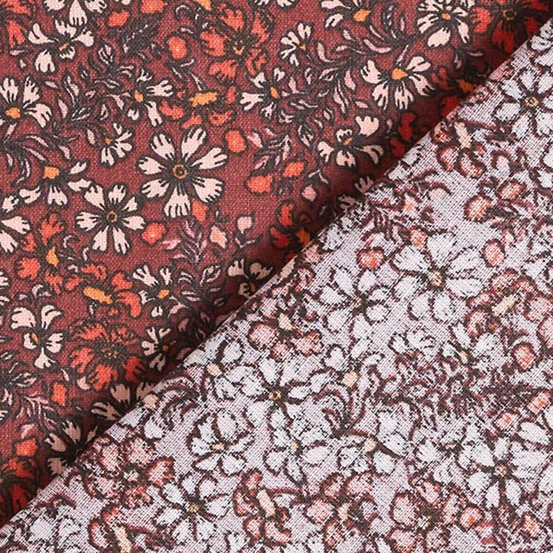 Tissu en coton Cretonne Millefleurs et branches – carmin,  image number 4