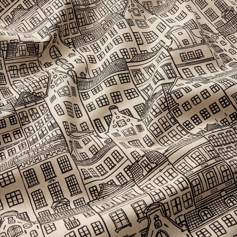Tissu de décoration Semi-panama Maisons de ville – nature/noir,  image number 2