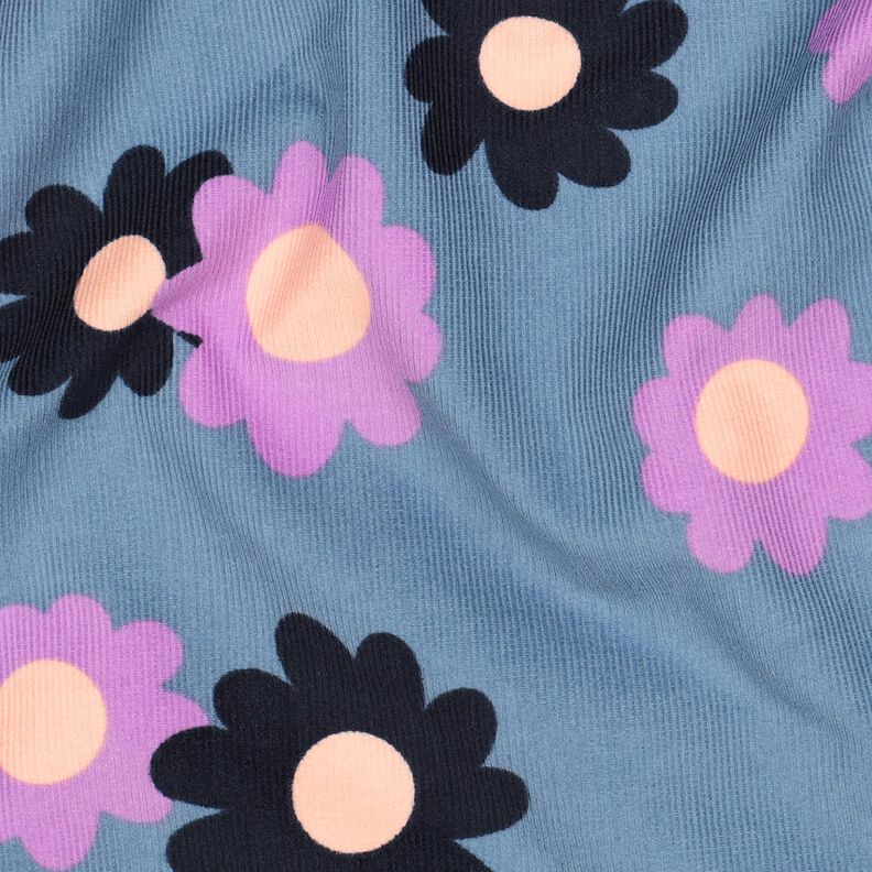 Velours milleraies Fleurs | Poppy Fabrics – bleu jean/lavande,  image number 2