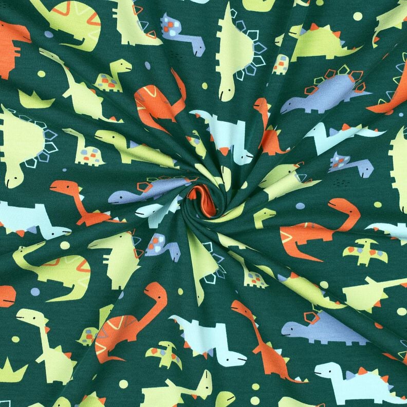 Sweat d’été Dinosaures | Poppy Fabrics – sapin bleu/vert clair,  image number 3