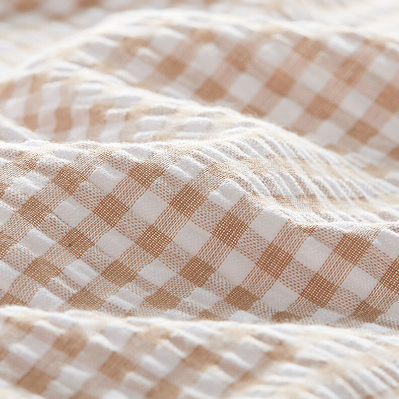 Seersucker Mélange coton à carreaux Vichy – beige,  image number 2