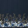Jersey coton Tissu bordure fleurs paillettes dorées | Glitzerpüppi – bleu nuit/bleu jean,  thumbnail number 1