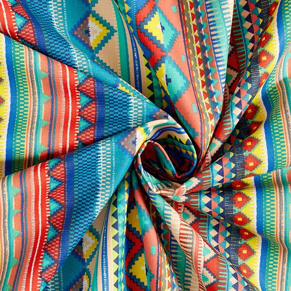 Coton enduit Rayures ethniques – bleu/orange,  image number 4