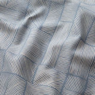 Tissu de décoration Semi-panama Patchwork de lignes – bleu acier/nature, 